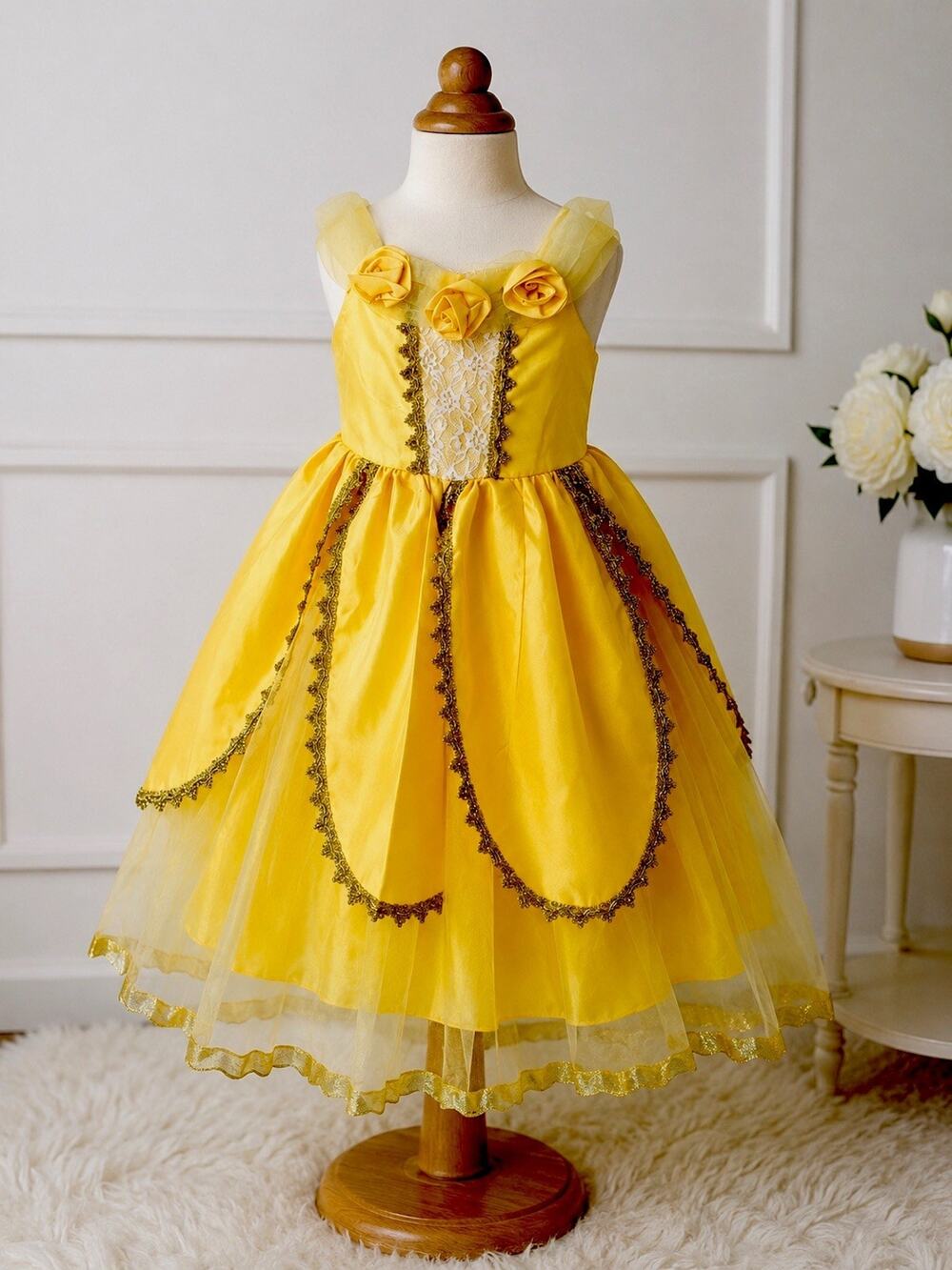 Girls Size 4 Belle Princess Dress Yellow Costume Gown Jerris Apparel 100
